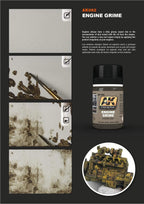 AK Interactive AK082 Engine Grime applied to a model engine for realistic weathering