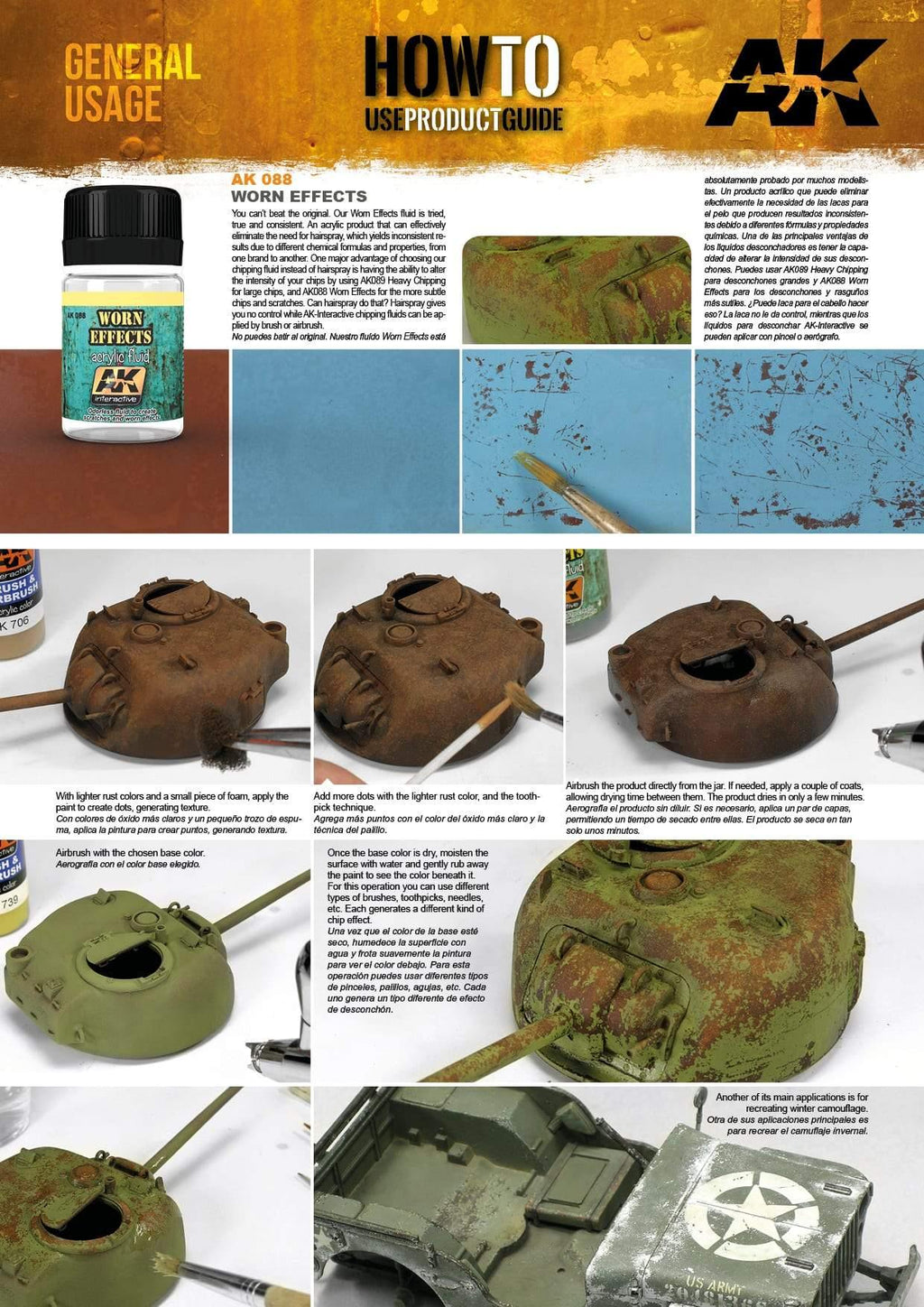 Applying AK Interactive AK088 Worn Effects fluid for realistic wear effects on models