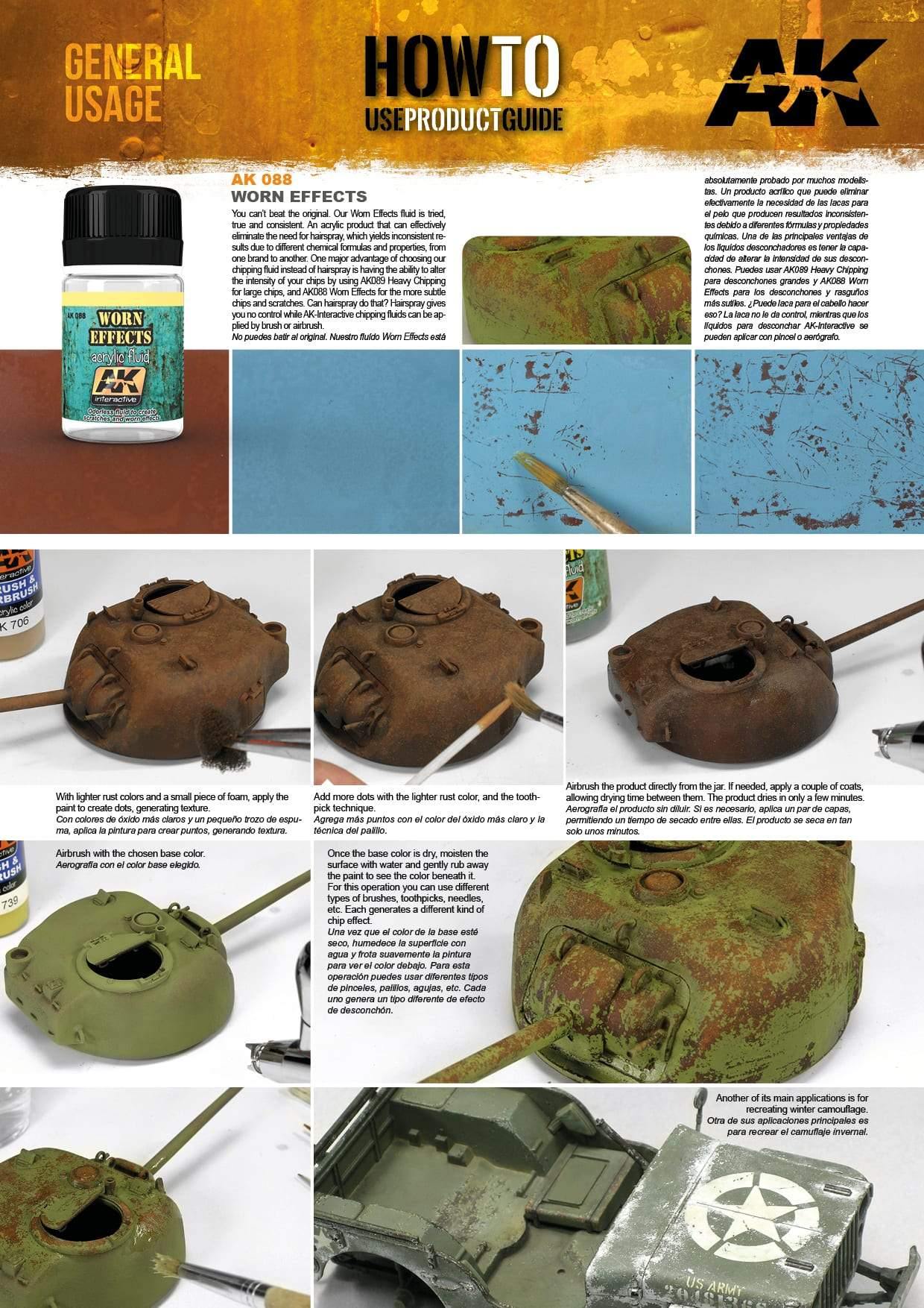 Applying AK Interactive AK088 Worn Effects fluid for realistic wear effects on models