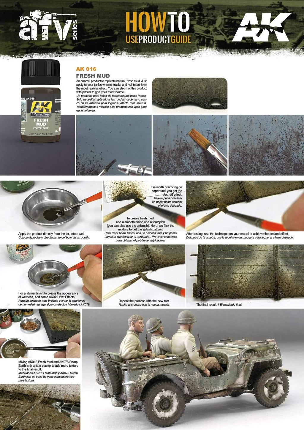 Application of AK016 Fresh Mud on a model tank’s wheels and tracks for a natural muddy effect.

