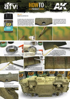 Applying AK017 Earth Effects enamel on model vehicle wheels and tracks for realistic earth effects.
