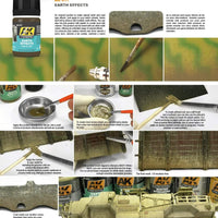 Applying AK017 Earth Effects enamel on model vehicle wheels and tracks for realistic earth effects.