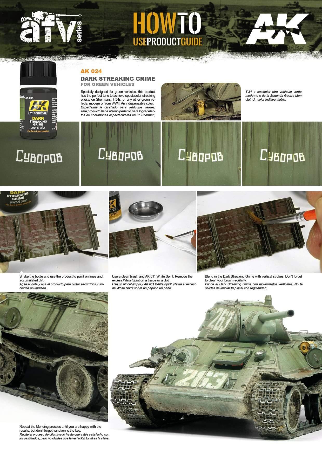 Applying AK024 Dark Streaking Grime enamel on model to create realistic dark grime streaks over a dark surface.