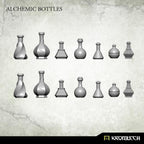 3D render of 14 Kromlech Alchemic Bottles showing 7 unique potion flask shapes in two rows