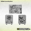 Kromlech Bedlam Fraternity Doors three resin decorated door plates front view showing relief detail