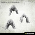 Kromlech Bedlam Fraternity Legs three unpainted resin leg pairs front view showing armour detail