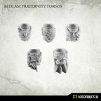 Kromlech Bedlam Fraternity Torsos five unpainted resin pieces front view showing raw sculpt detail