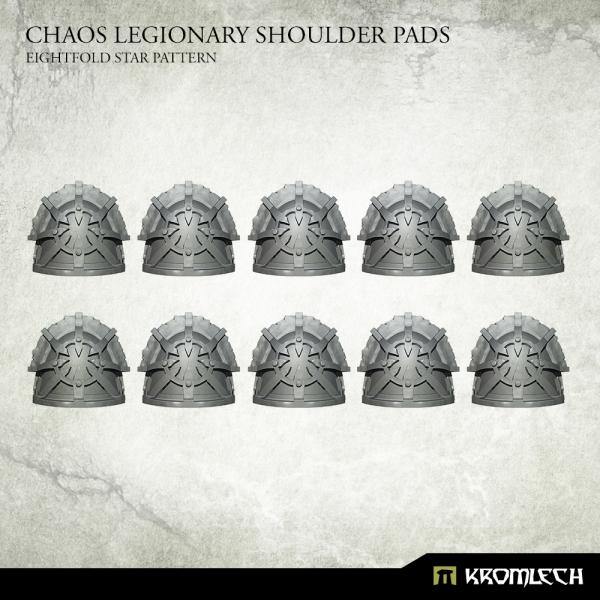3D render of 10 Kromlech Eightfold Star Chaos Legionary Shoulder Pads showing star motif