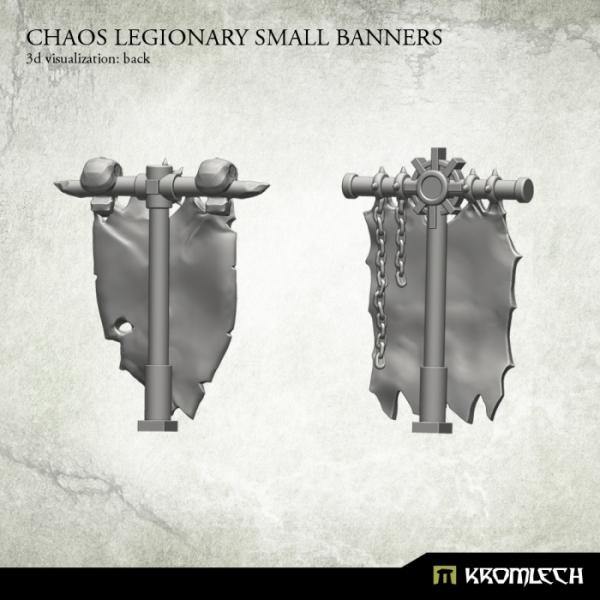 3D render of Kromlech Chaos Legionary Small Banners showing angled view of banner detail