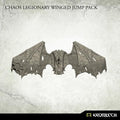 3D render front view of Kromlech Chaos Legionary Winged Jump Pack showing bat-wing design