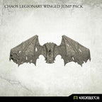 3D render front view of Kromlech Chaos Legionary Winged Jump Pack showing bat-wing design