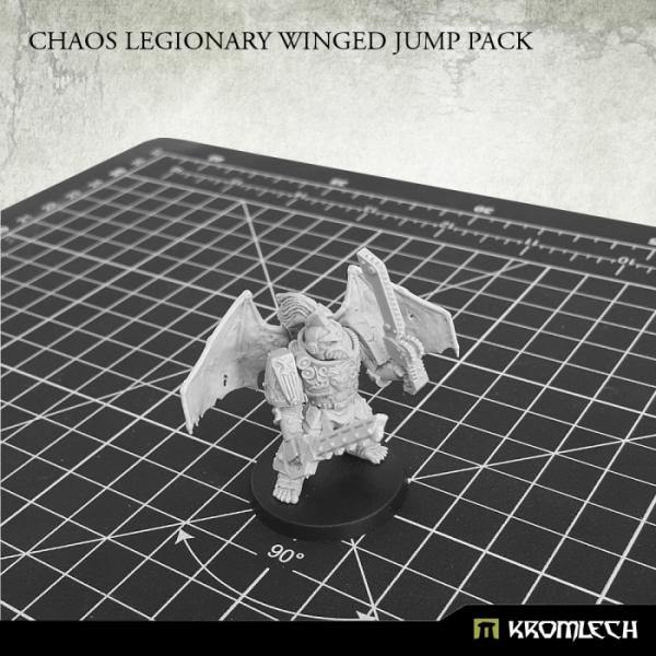 Resin sprue of 5 Kromlech Chaos Legionary Winged Jump Packs on cutting mat