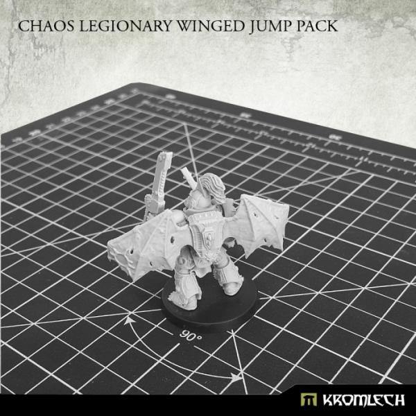 Painted chaos legionary miniature wearing Kromlech Winged Jump Pack showing in-game use