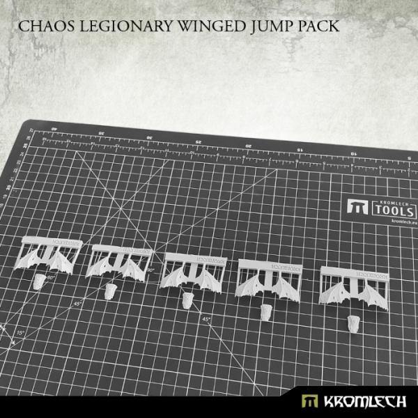 Close-up of Kromlech Chaos Legionary Winged Jump Pack components showing wing and thruster parts
