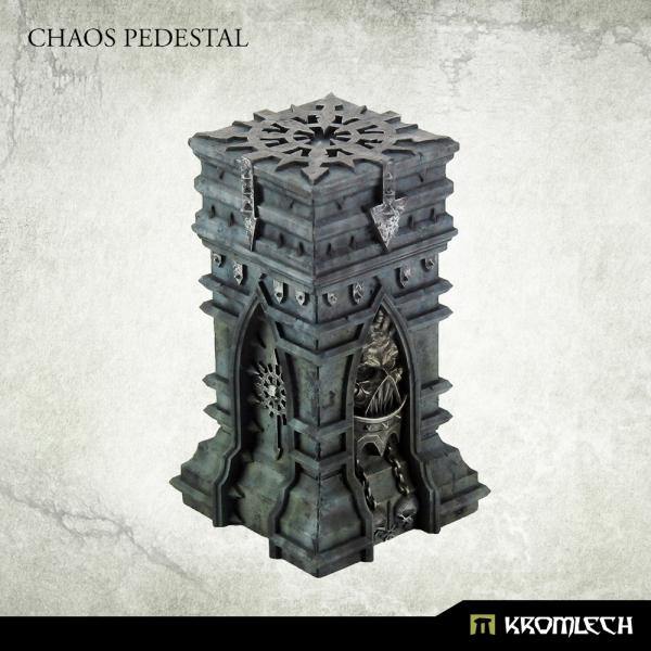 3D render of Kromlech Chaos Pedestal showing clean sculpt detail on all four faces