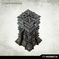 Painted Kromlech Chaos Pedestal front view showing eightfold star relief and gothic column detail