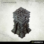 Painted Kromlech Chaos Pedestal front view showing eightfold star relief and gothic column detail