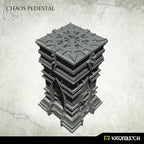 Unpainted resin Kromlech Chaos Pedestal components on cutting mat before assembly