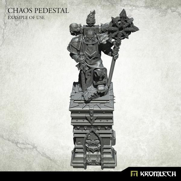 Kromlech Chaos Pedestal side view showing 7.6 cm height with scale reference