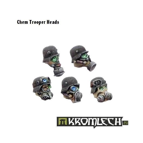 Unpainted resin Kromlech Chem Trooper head showing alternative respirator design
