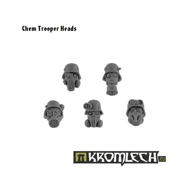 Unpainted resin Kromlech Chem Trooper head with sealed tactical helmet and breathing apparatus