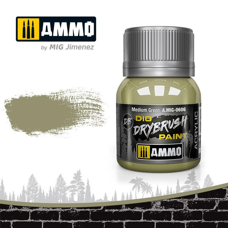 AMMO by MIG Drybrush Drybrush Medium Green MIG0606 - Hobby Heaven