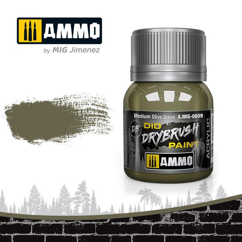 AMMO by MIG Drybrush Medium Olive Green MIG0609 - Hobby Heaven