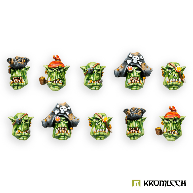 Kromlech Orc Corsairs Kaptins Heads (10) KRCB322 - Hobby Heaven