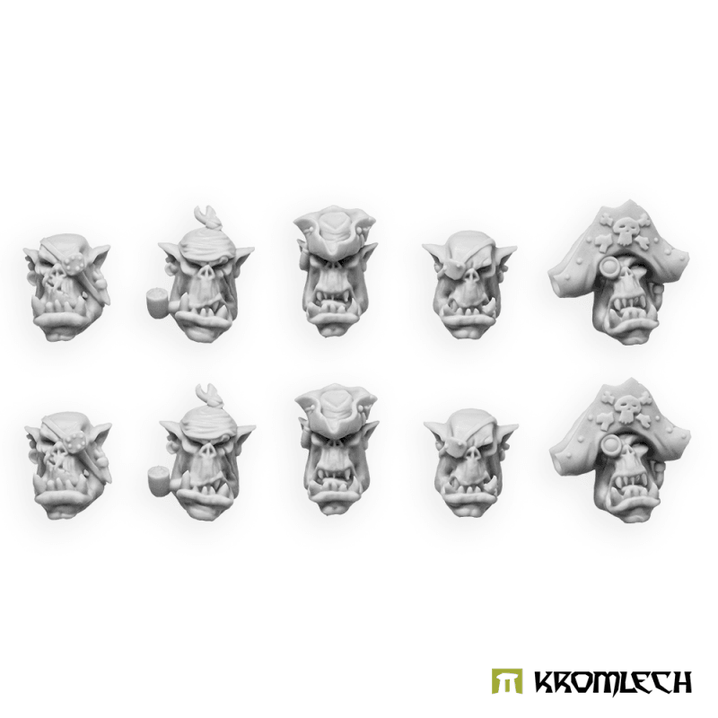 Kromlech Orc Corsairs Kaptins Heads (10) KRCB322 - Hobby Heaven
