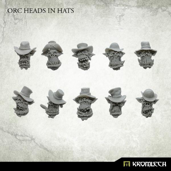 Kromlech Orc Heads in Hats (10) KRCB227 - Hobby Heaven