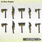 Older photo of the ten painted Orc Melee Weapons