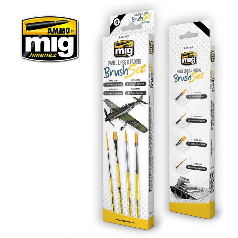 AMMO by MIG Panel Lines And Fading Brush Set MIG7605 - Hobby Heaven