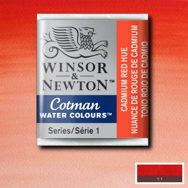 Winsor & Newton Half Pan Cadmium Red Hue Cotman Watercolour - Hobby Heaven