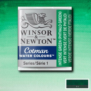 Winsor & Newton Half Pan Intense Green Cotman Watercolour - Hobby Heaven