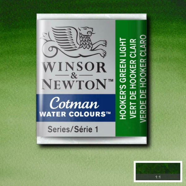 Winsor & Newton Half Pan Hookers Green Light Cotman Watercolour - Hobby Heaven