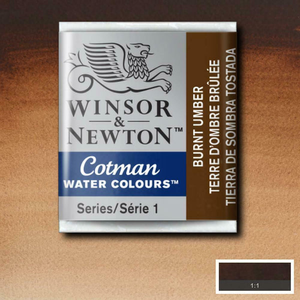 Winsor & Newton Half Pan Burnt Umber Cotman Watercolour - Hobby Heaven