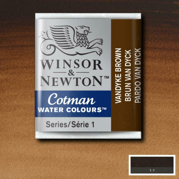 Winsor & Newton Half Pan Vandyke Brown Cotman Watercolour - Hobby Heaven