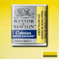 Winsor & Newton Half Pan Lemon Yellow Hue Cotman Watercolour - Hobby Heaven