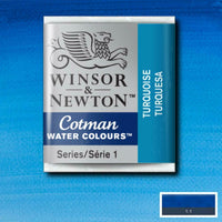 Winsor & Newton Half Pan Turquoise Cotman Watercolour - Hobby Heaven
